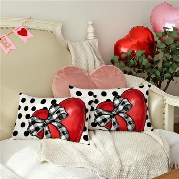 Farmhouse Throw Pillow Covers Valentines Day Decor Decorative Accent Cases Set - Picture 3 of 5